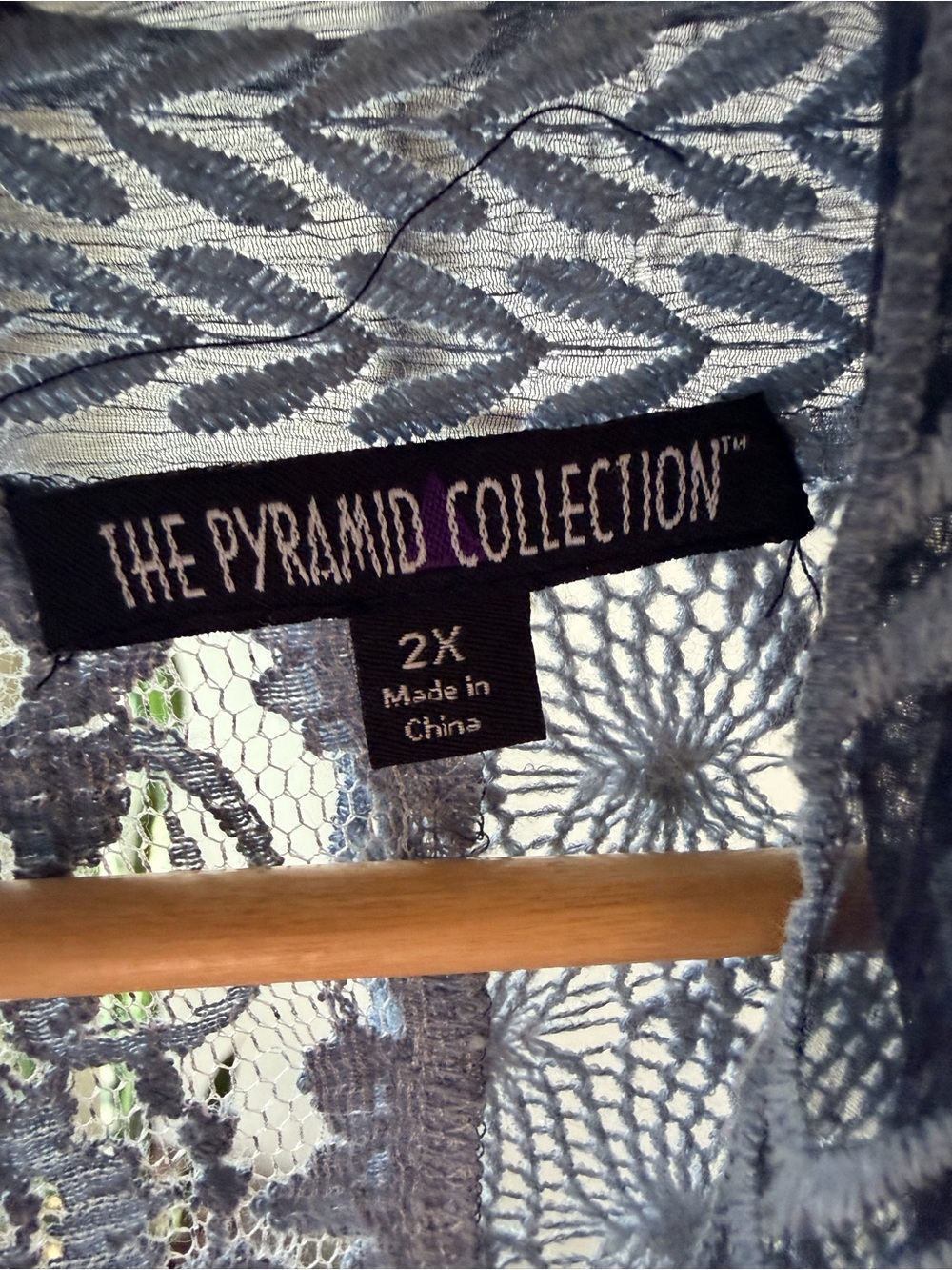 The Pyramid Collection Blue Lace & Knit Open Front Cardigan - Picture 4 of 11